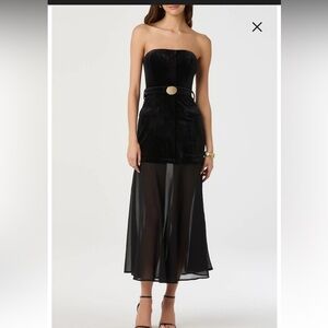 Strapless Belted Semisheer Velvet Midi Dress
ASTR the Label